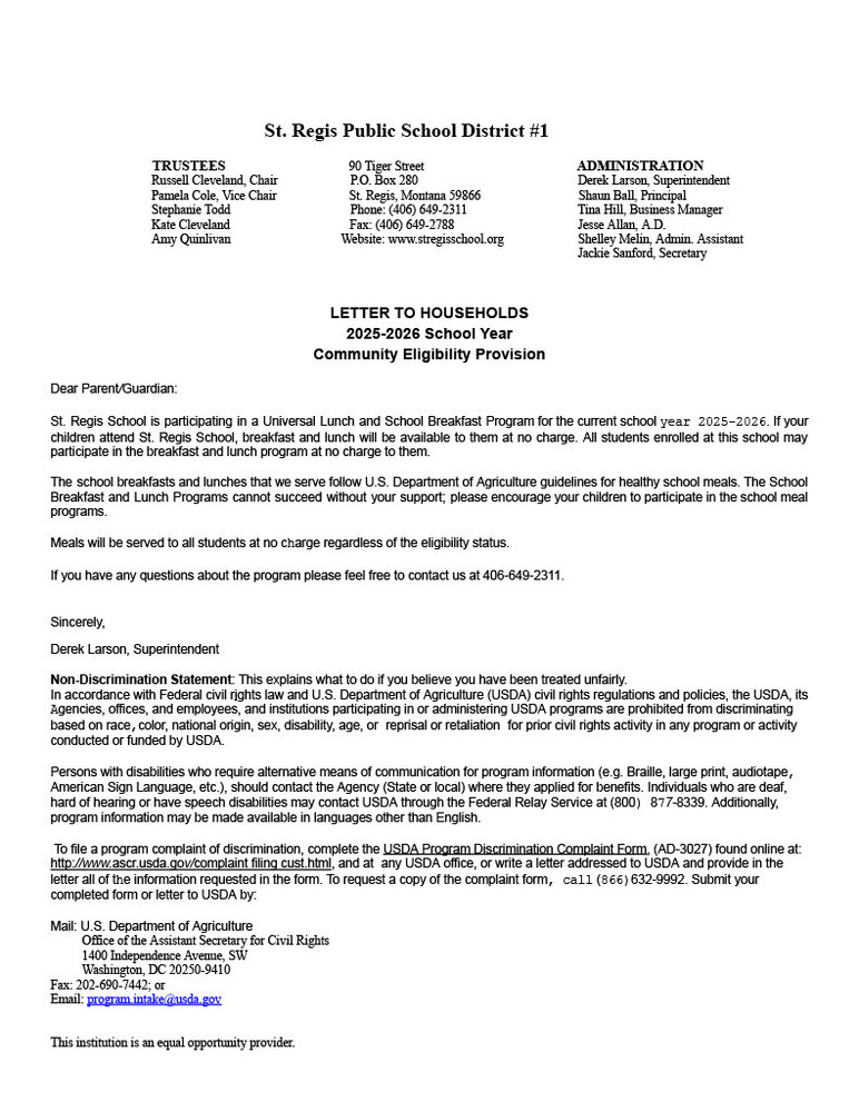 Letter to Households 2025