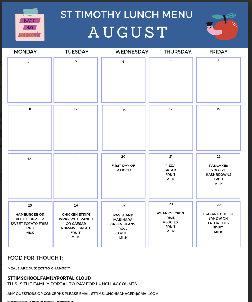 August menu