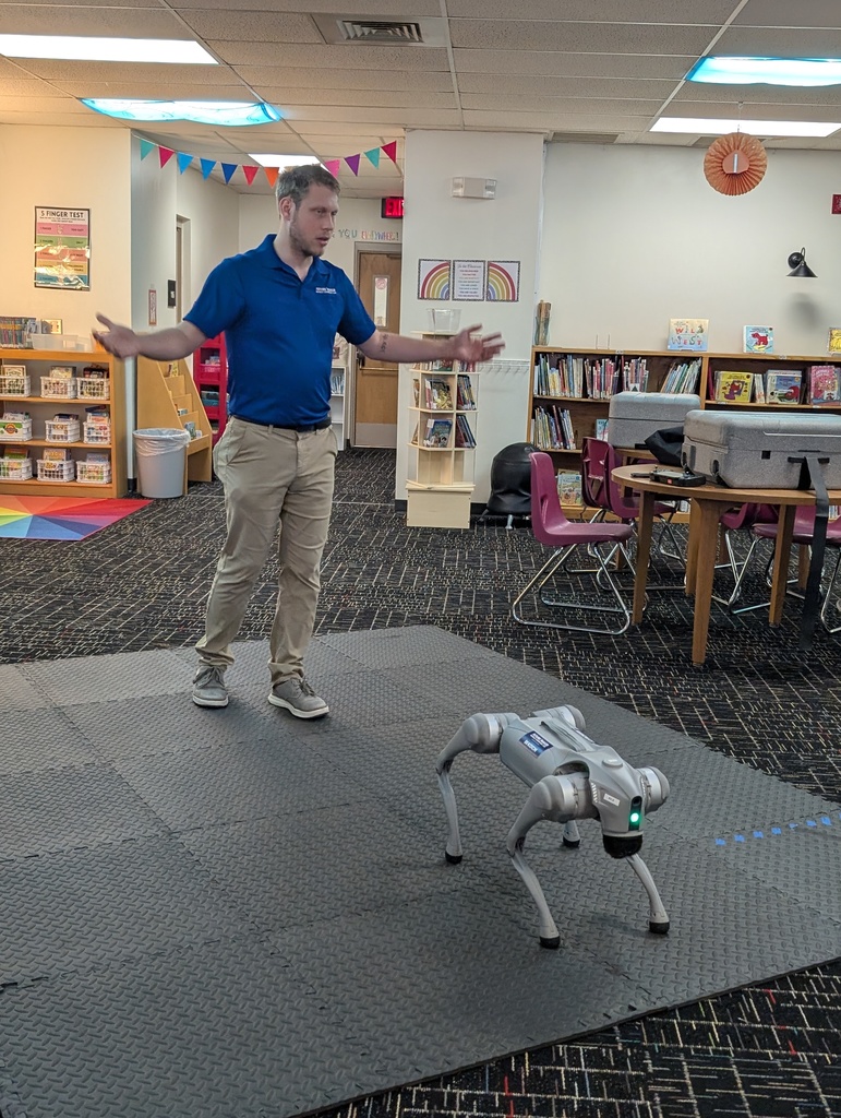 Students had the opportunity to control this robotic dog.
