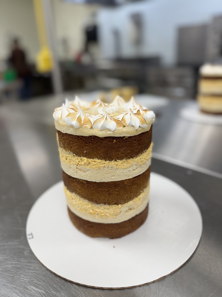 Pumpkin Pie Layer Cake with Marshmallow Meringue