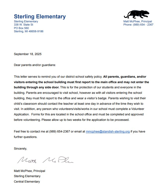 School Safety Reminder