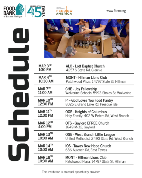 Upcoming Local Food Distributions 