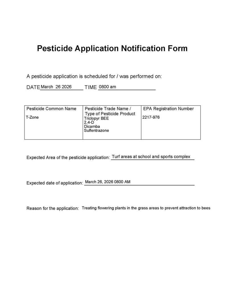 Pesticide Application Notification 3.26.26