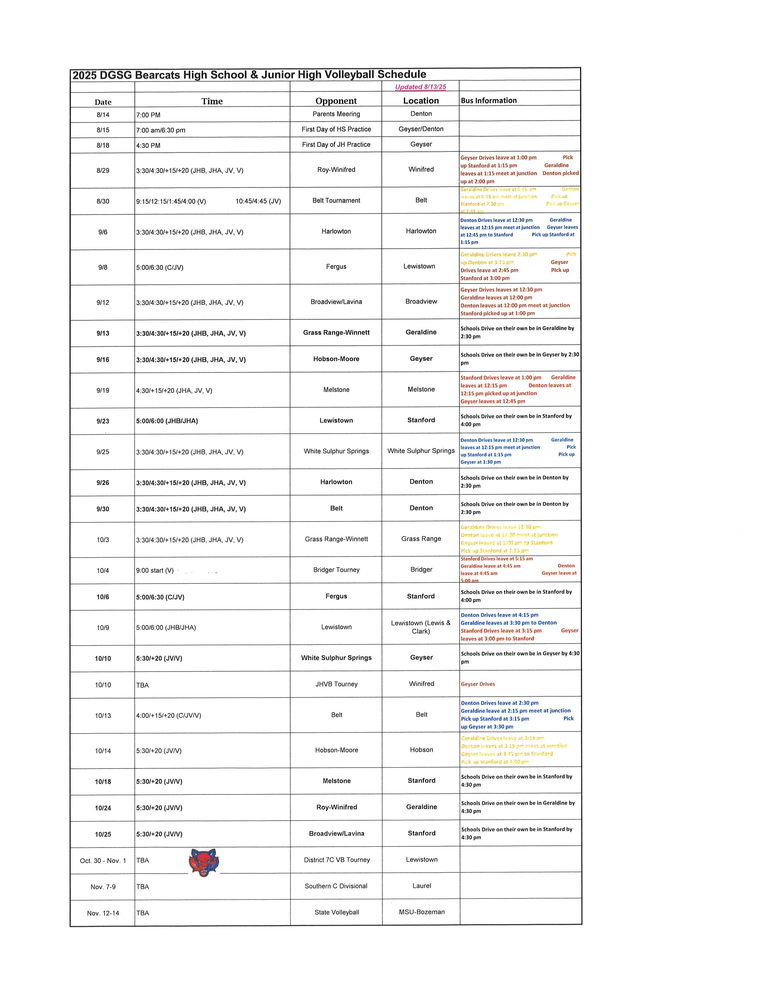 2025 VB Schedule