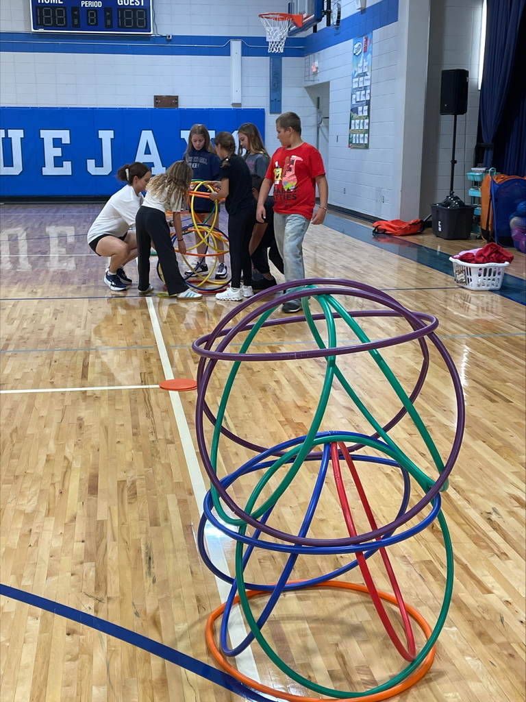 Students with hula hoops