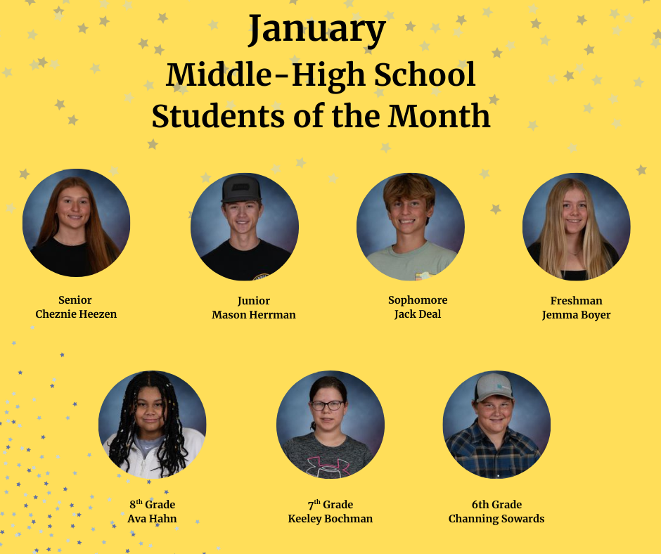 January Middle-High School Students of the Month
