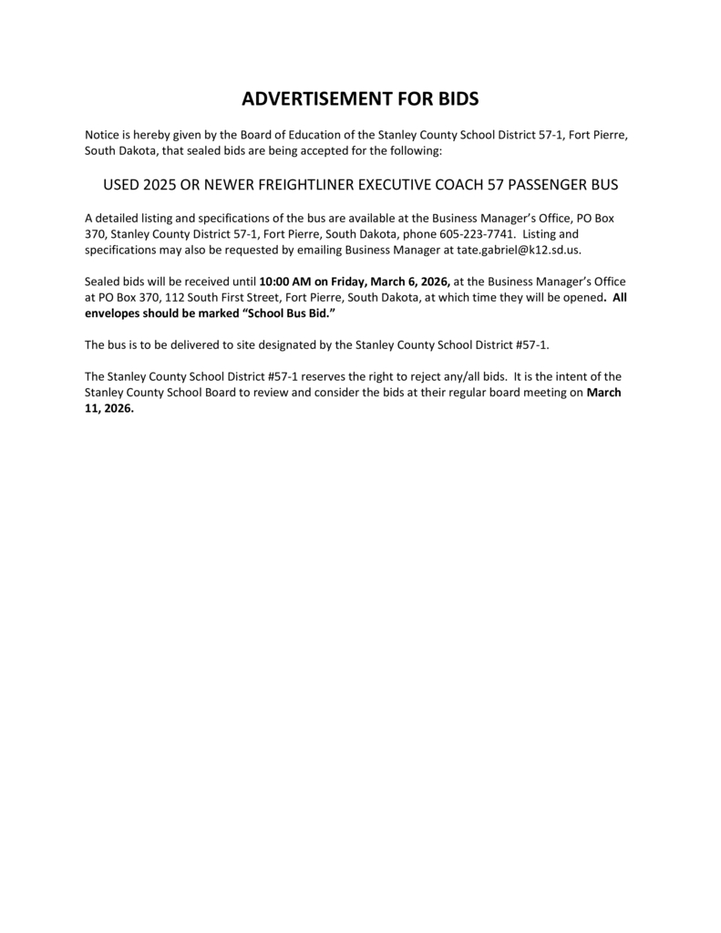 Items for Bid.  Coach 57 passenger bus and bleachers that seat up to 500