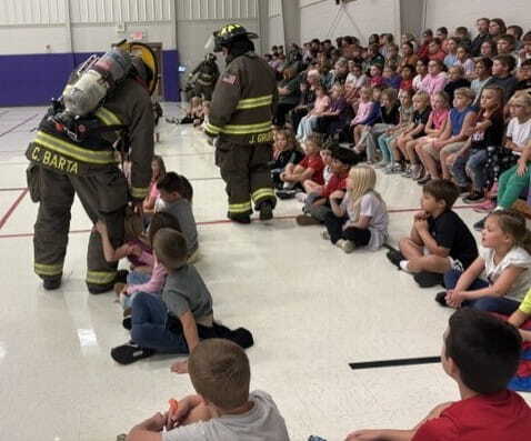 elementary students learn fire safety
