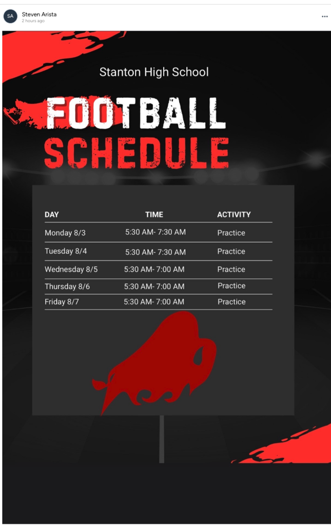 Football Practice Schedule