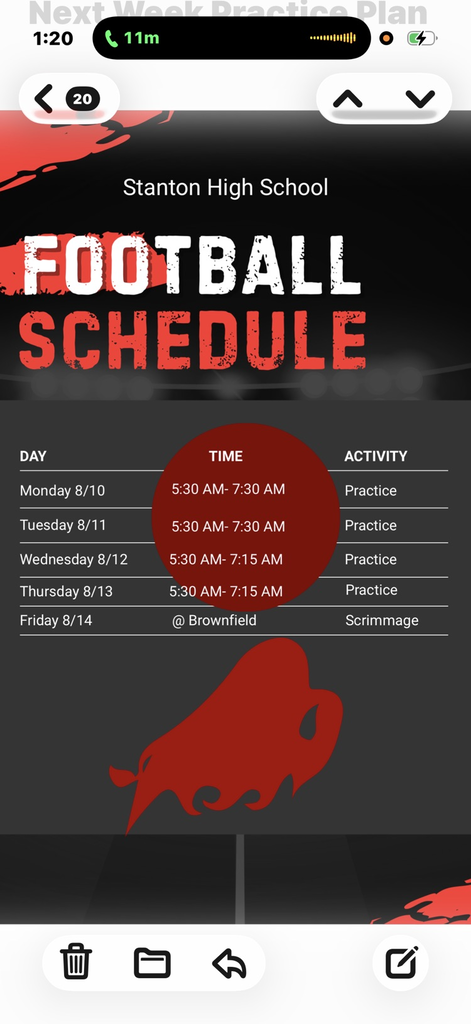 football practice schedule