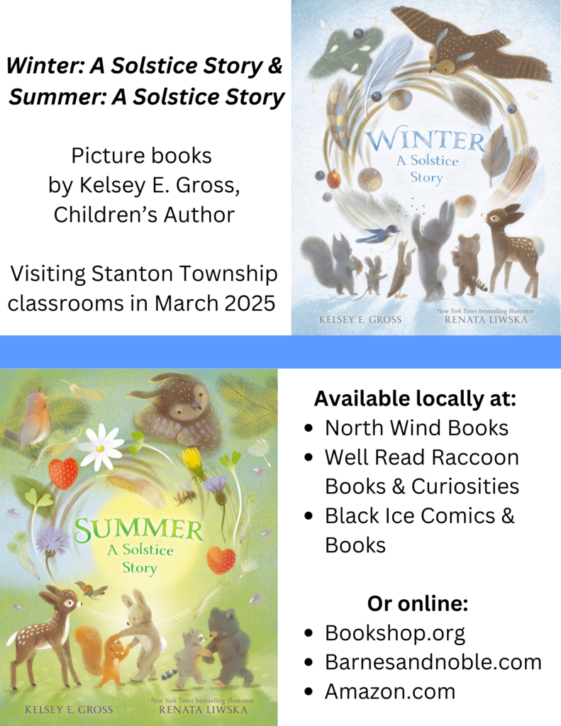 Poster showing where to buy Kelsey Gross Books .