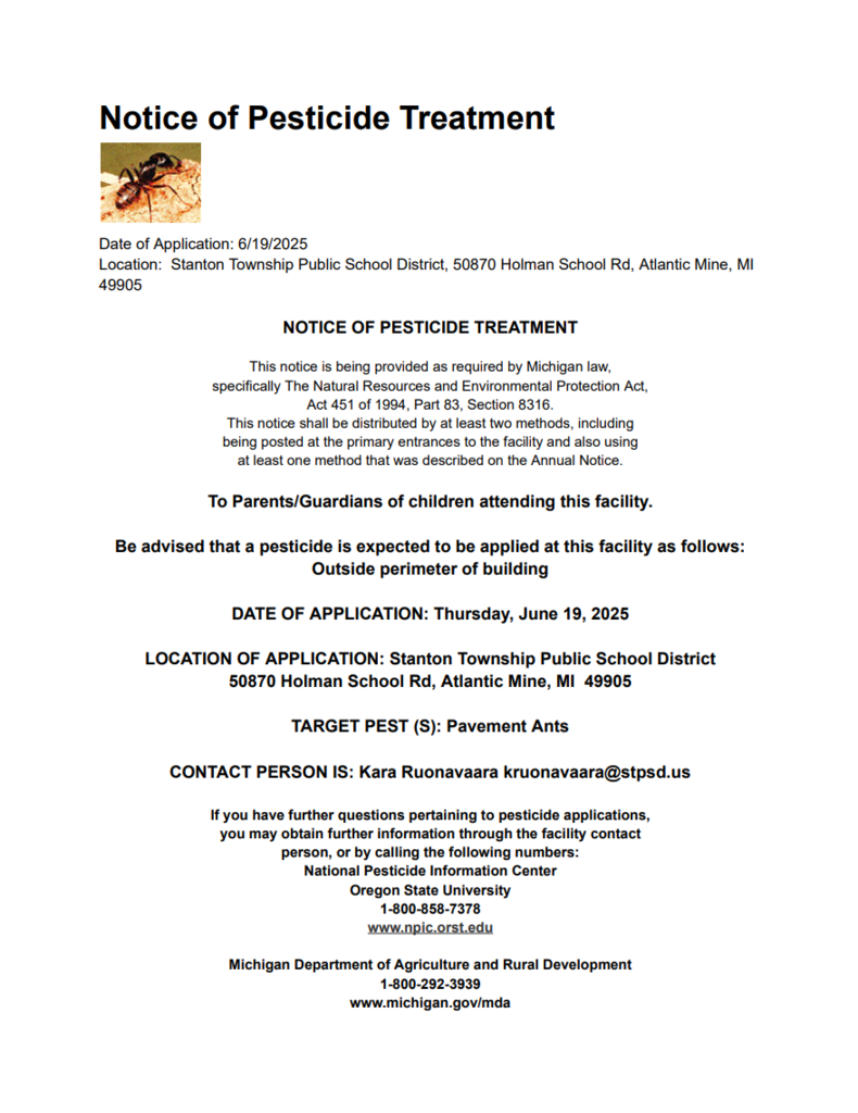 notice of pesticide application