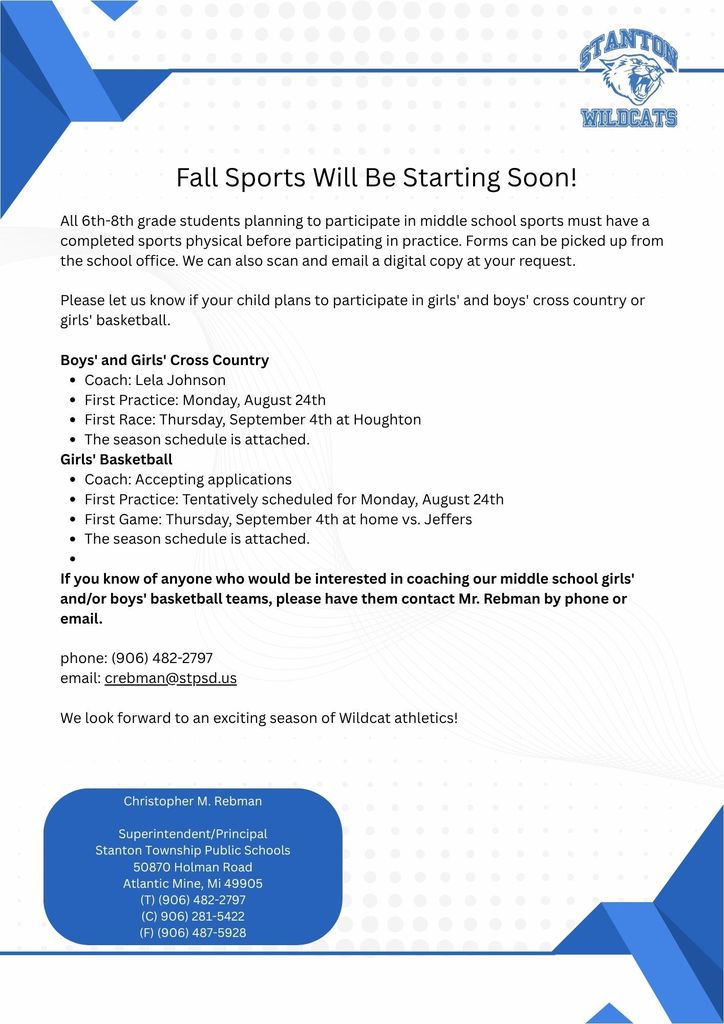 Fall Sports are coming soon!