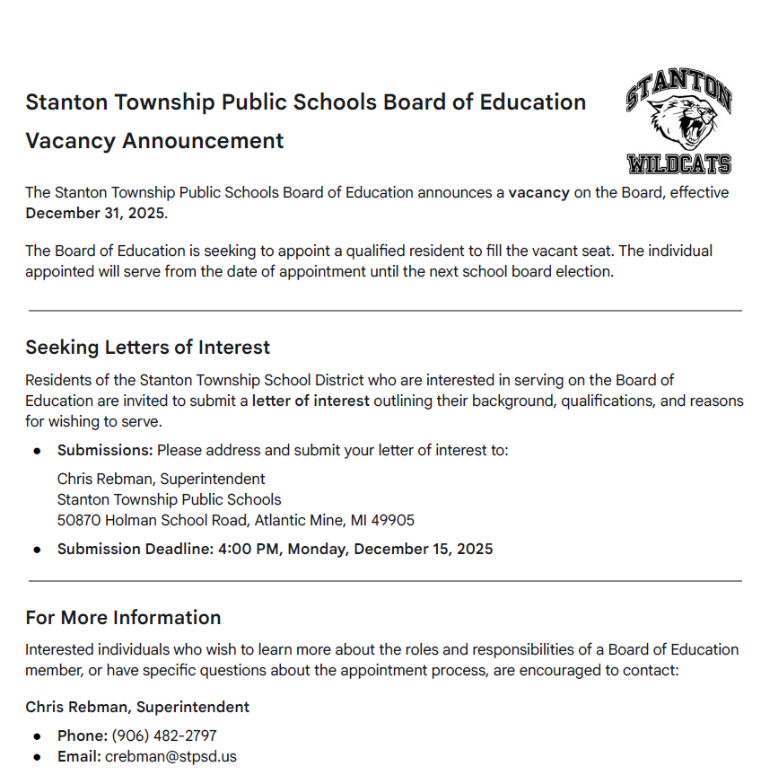 Board of Education Vacancy Announcement