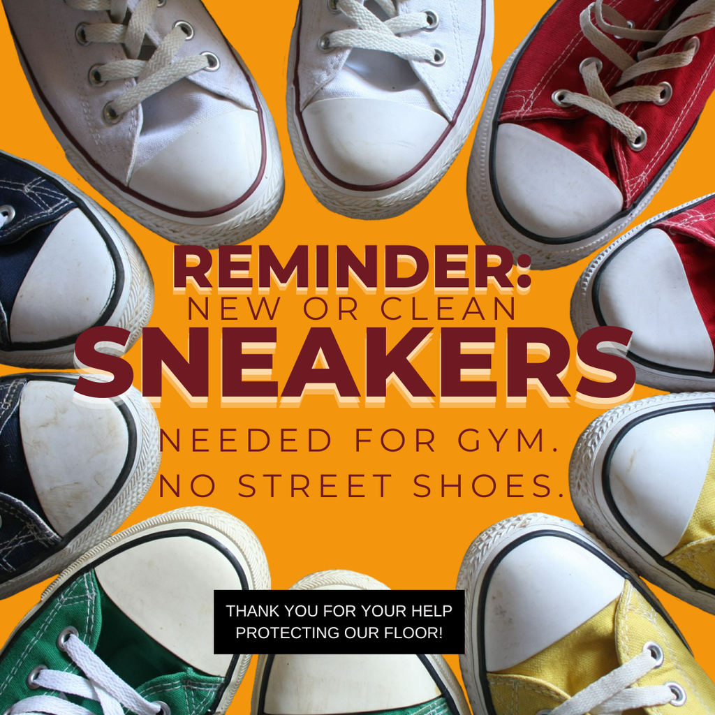 Please provide new or clean gym shoes for your child.