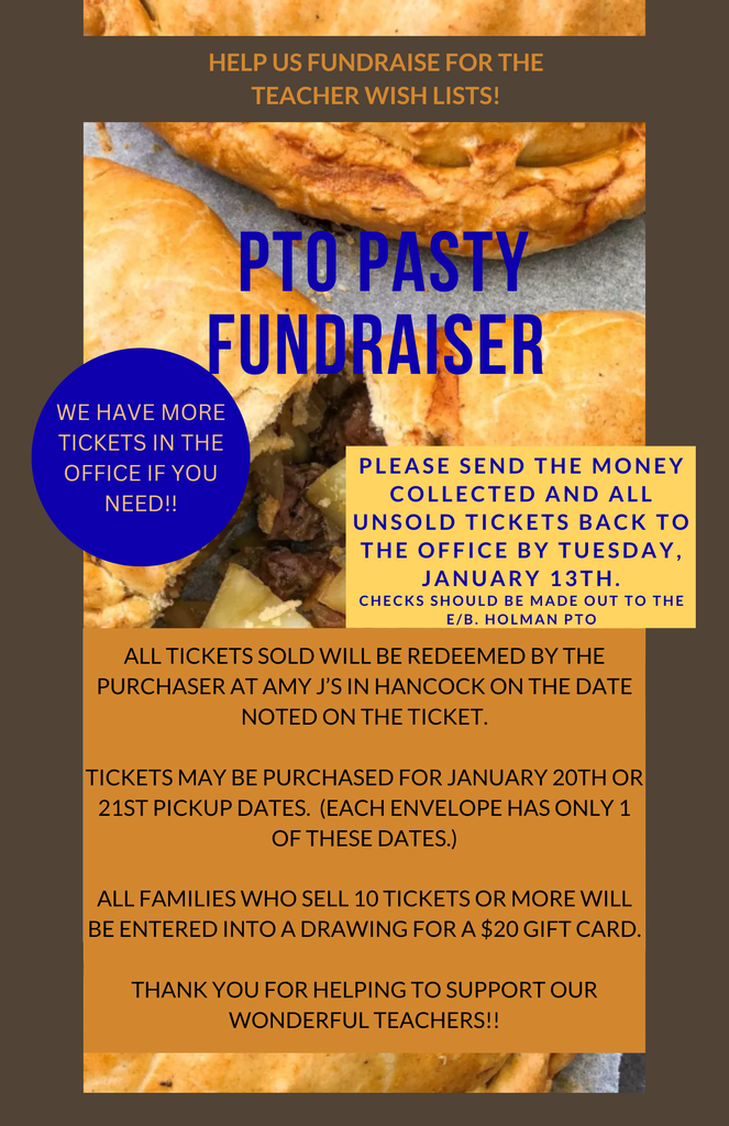 PTO Pasty Fundraiser has begun!