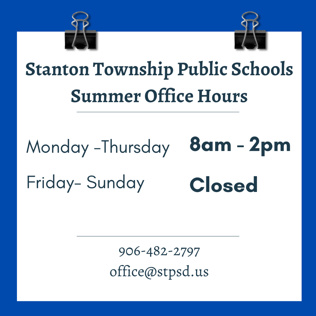 Stanton Township Public Schools Summer Office Hours