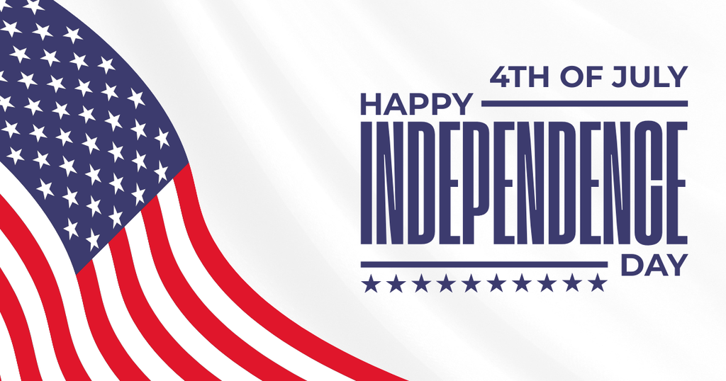 Happy 4th of July Independence Day banner with American flag.