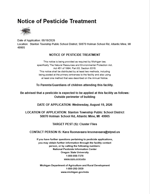 Notice of Pesticide Treatment - Wednesday, August 19, 2026