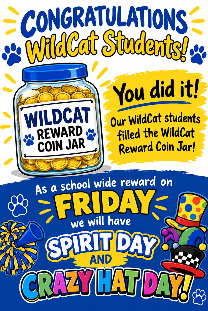 Our coin jar was filled! Friday is Spirit Day and Crazy Hat Day!