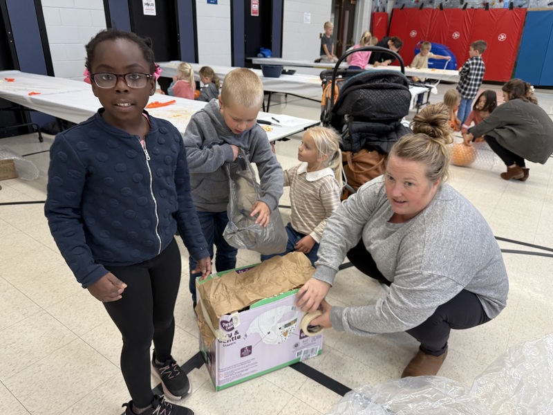 Protecting the pumpkin.