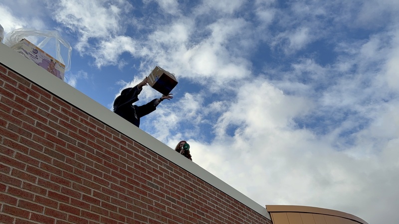 Dropping the pumpkins.