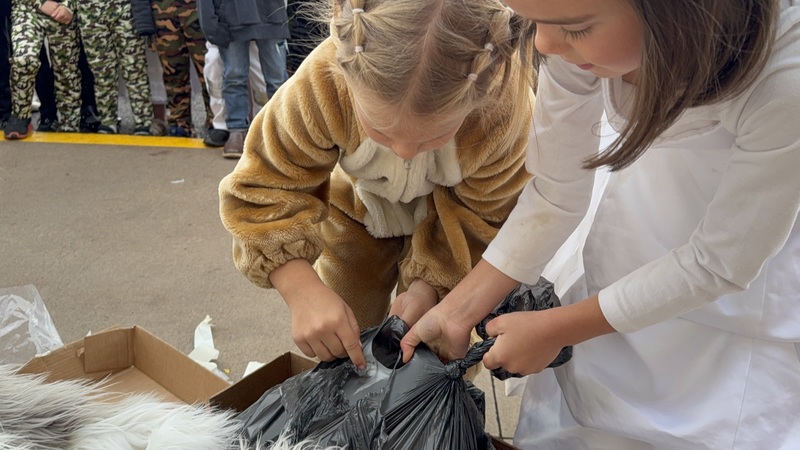 Checking the pumpkin.