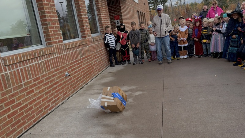 Dropping the pumpkins.