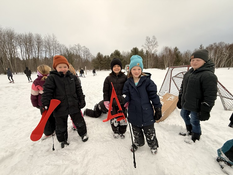 Students help distribute parts of our rinks.