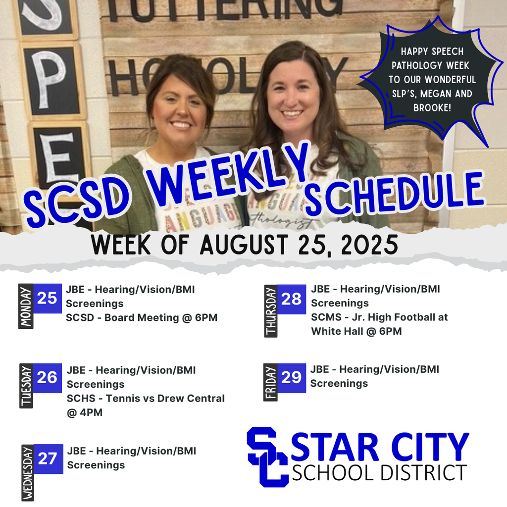 Week of August 25th Schedule