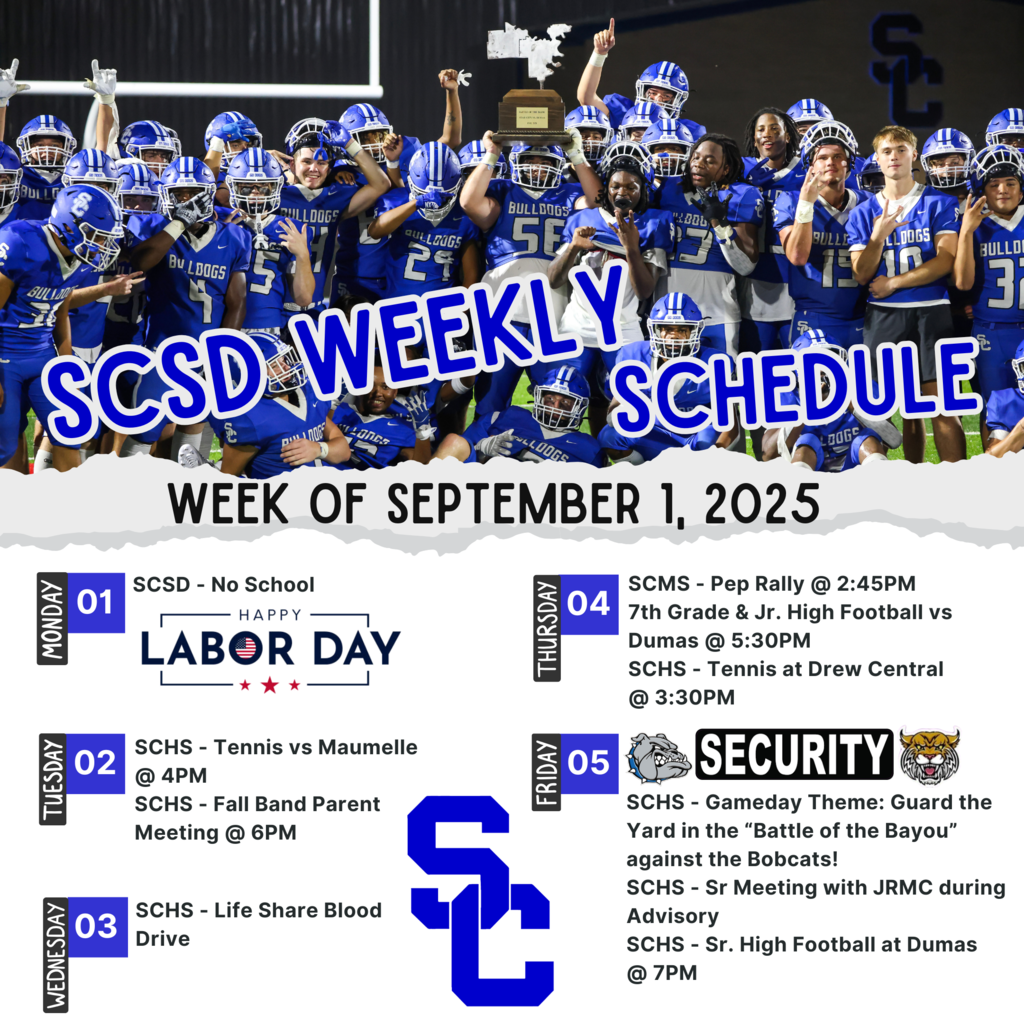 9/1/25 weekly schedule