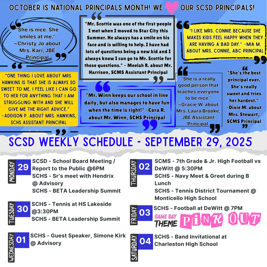 Week of Sept 29 Weekly Schedule
