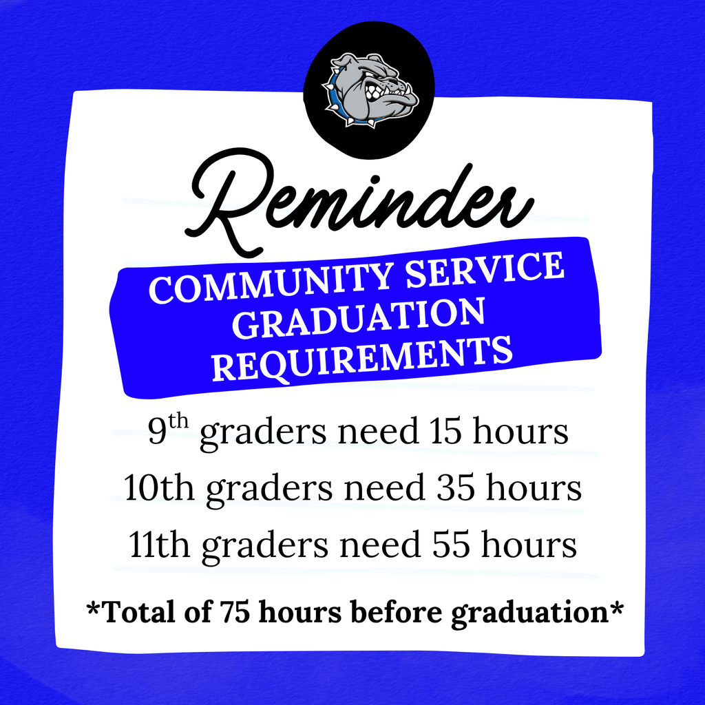 Reminder of the community service graduation requirements.