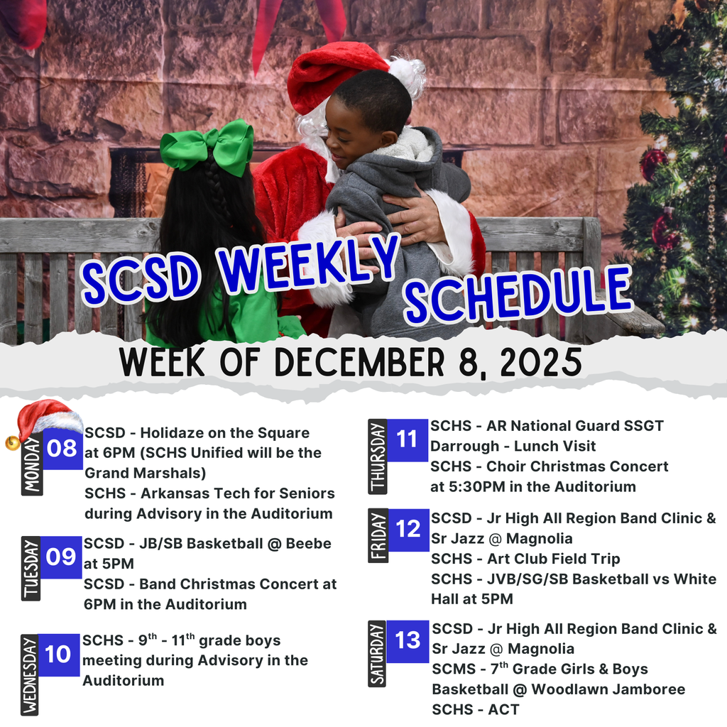 Week of Dec 8th weekly schedule