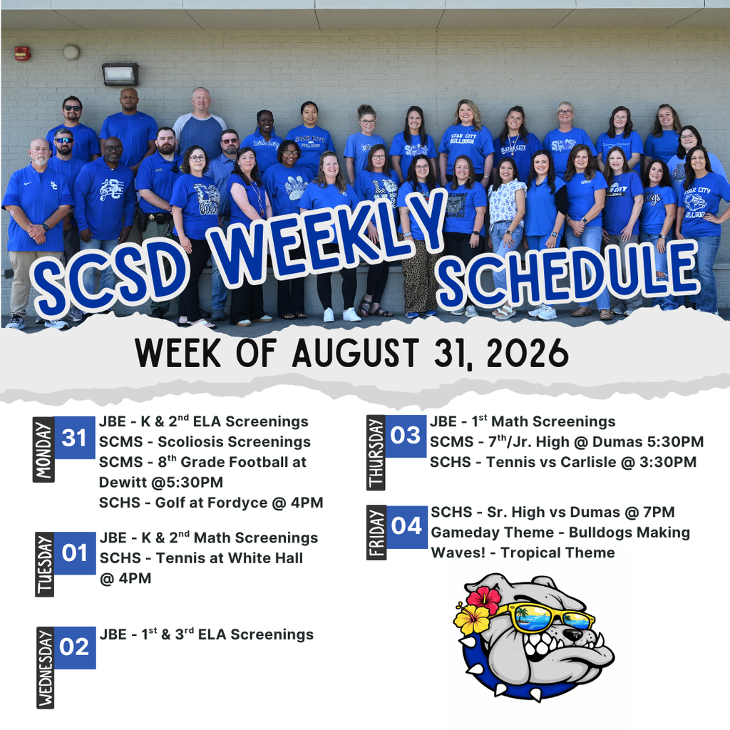 weekly schedule 8/31/26