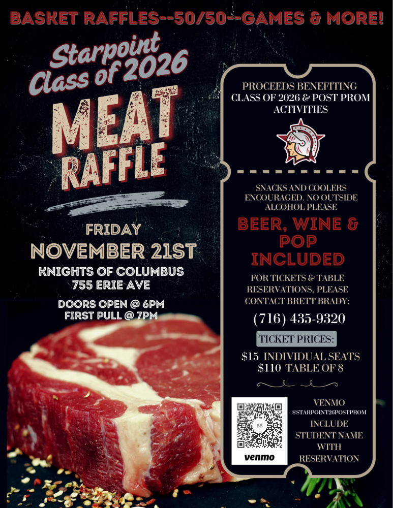 Starpoint Class of 2026 Post Prom Meat Raffle Flyer