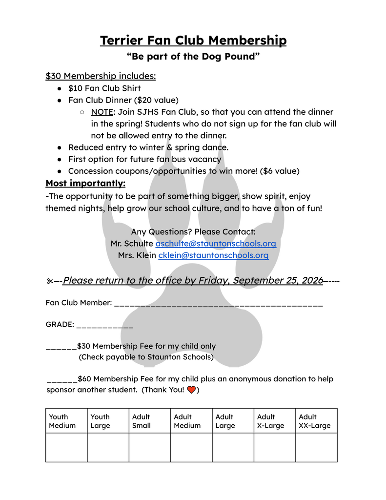 Fan Club Form