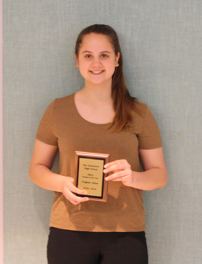 Sophomore Virginia Akins who was awarded the Member of the Year plaque.