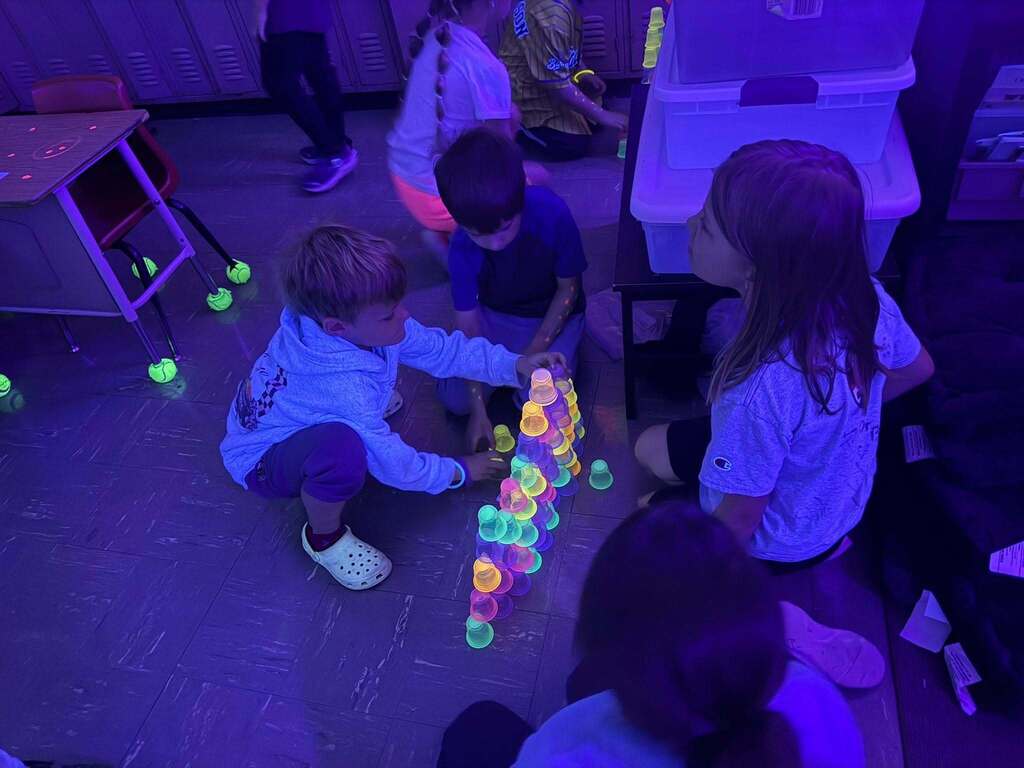 Elementary school students participating in an in-class activity