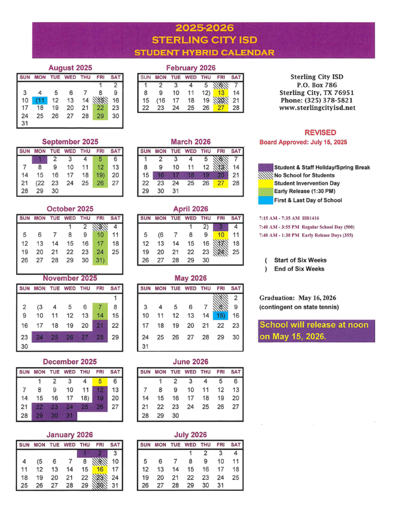 2025-2026 Student   HybridCalendar