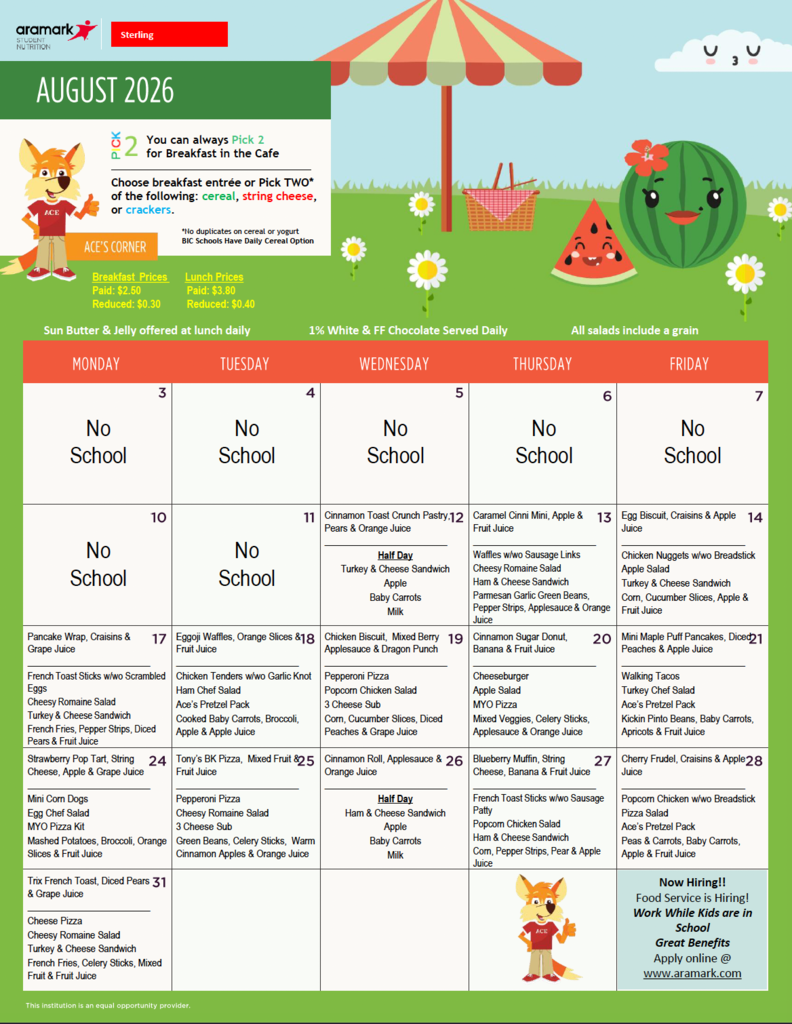 august menu