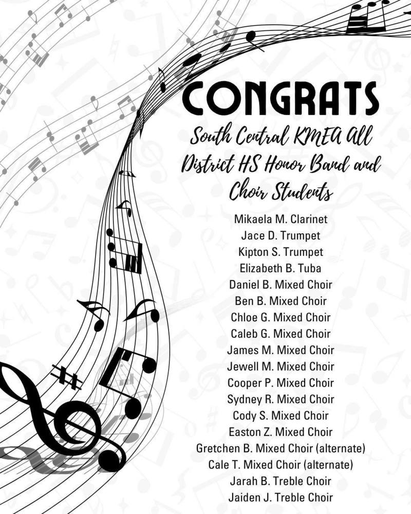 South Central KMEA All District HS Honor Band and Choir!