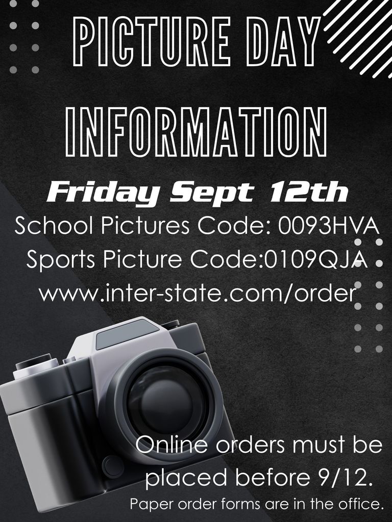 PICTURE DAY INFORMATION FRIDAY SEPT 12H INTER-STATE.COM/ORDER