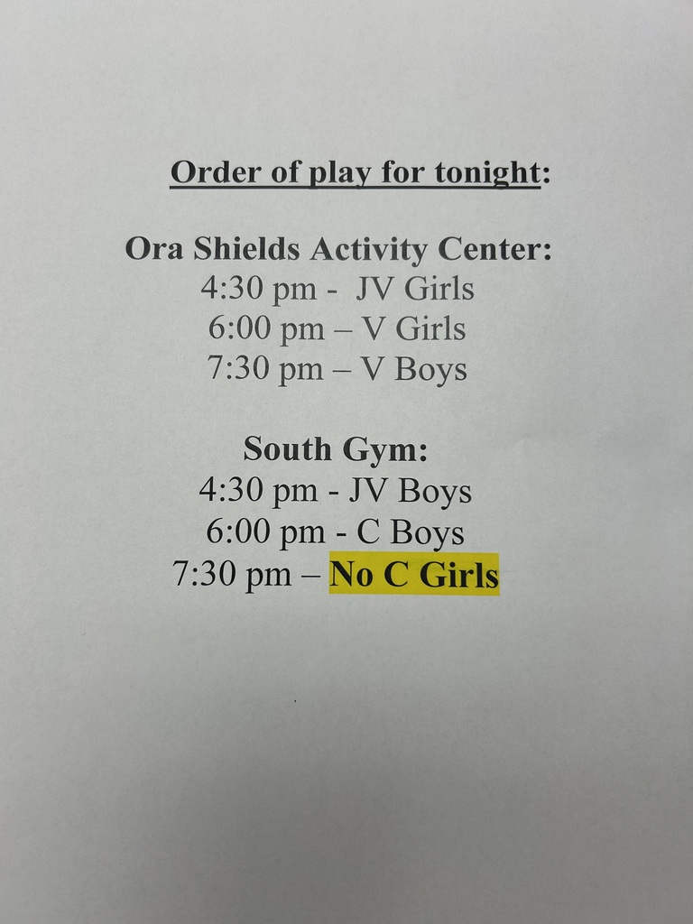 SHS BB Order of Play for 12/5/25