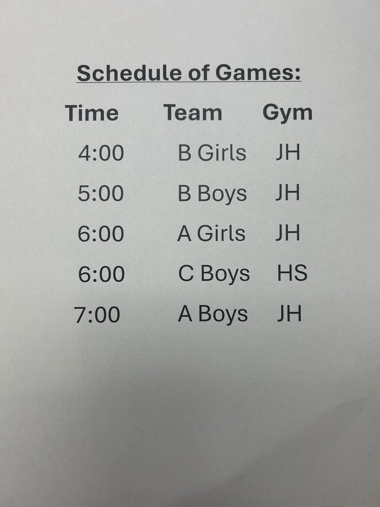 Berean Academy JH BB Schedule