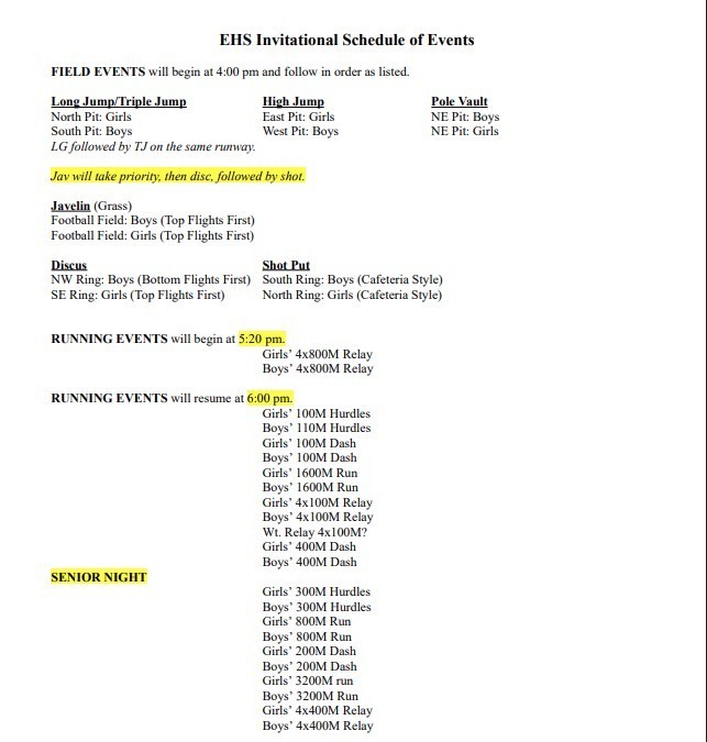 Ellinwood Track Meet Information 