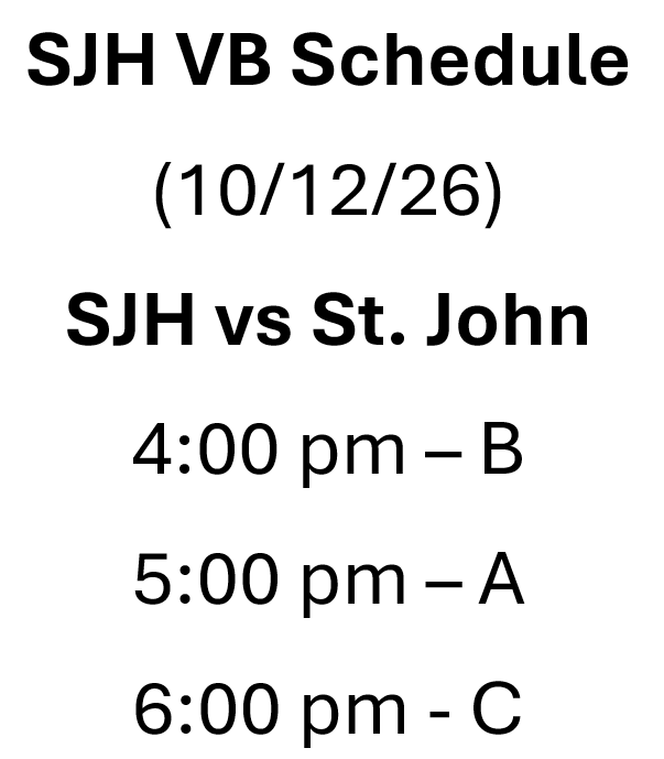 SJHS VB Schedule 10/12/26