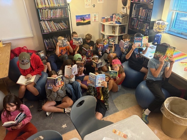 Mrs. Kuchel’s class hitting the books early this morning!! Our classroom library is stocked and ready to rock.