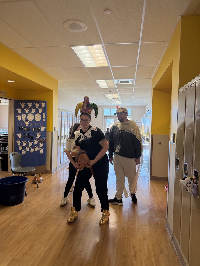 Ms. Bauer the Jester and Mr. Hamilton the King