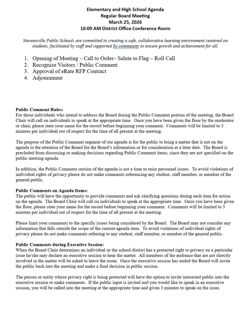 Special Board Meeting